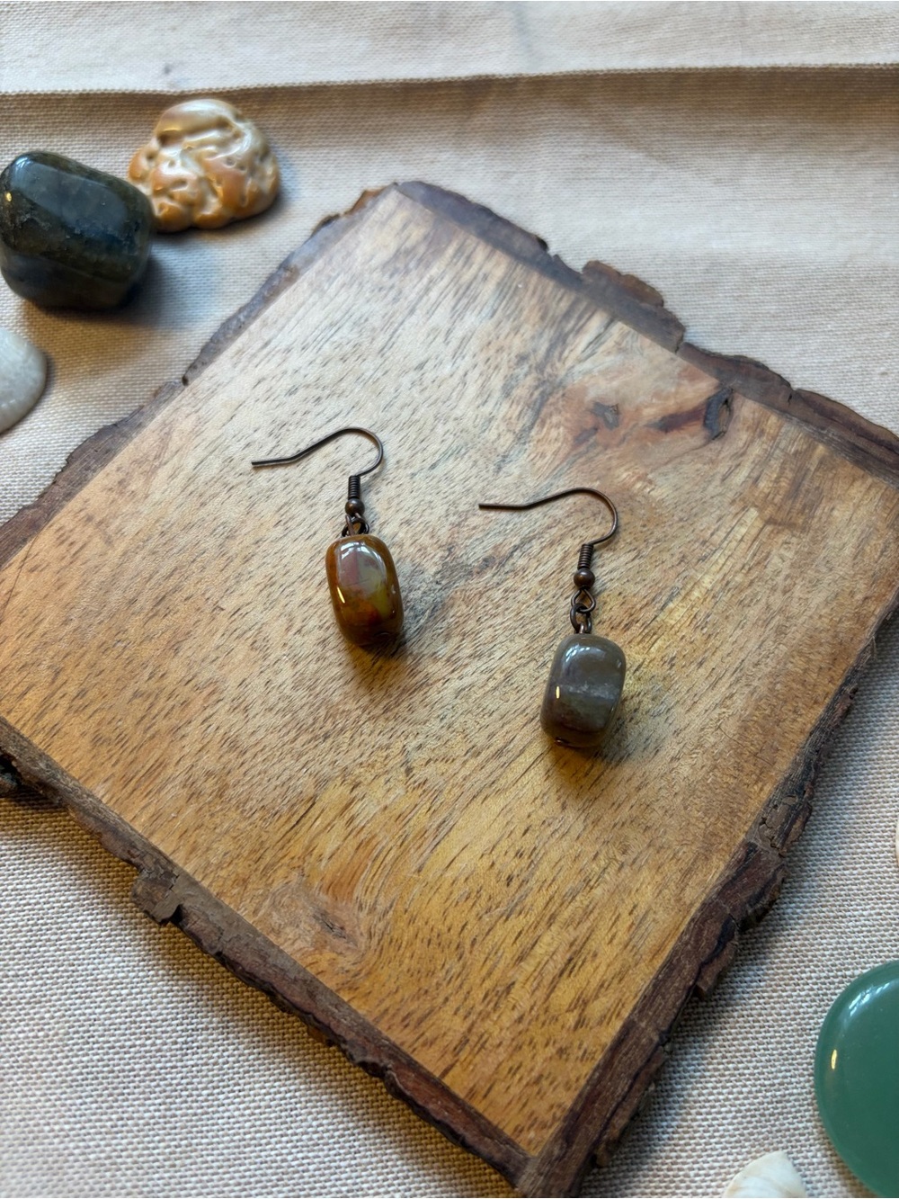 Rustic Brown Stone Earrings
